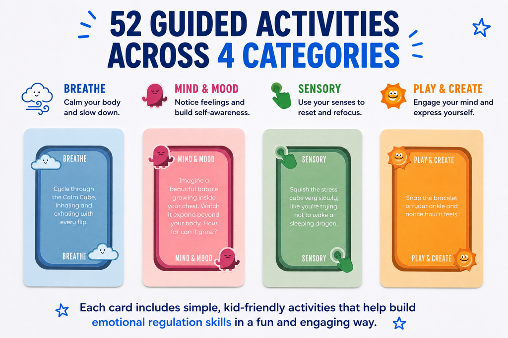 The Calm Kit by Pillowmint – Emotional Regulation Activities & Sensory Tools for Kids | Calm Down Corner Kit with 52 Activity Cards for Anxiety Relief, Focus & Self-Regulation