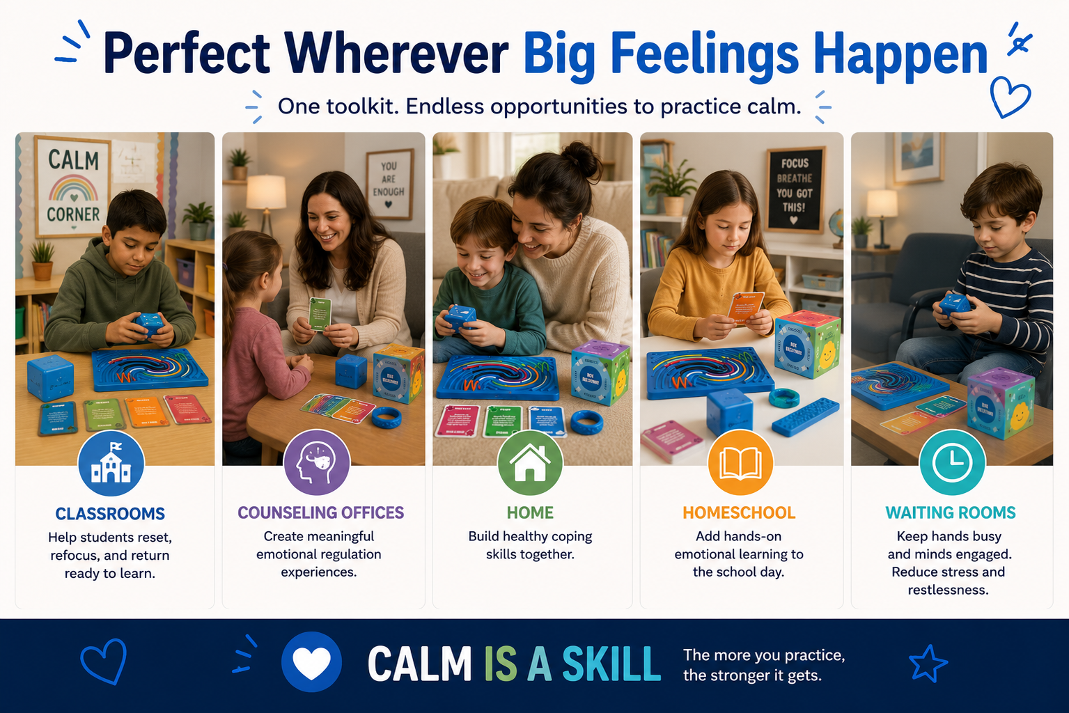 The Calm Kit by Pillowmint – Emotional Regulation Activities & Sensory Tools for Kids | Calm Down Corner Kit with 52 Activity Cards for Anxiety Relief, Focus & Self-Regulation