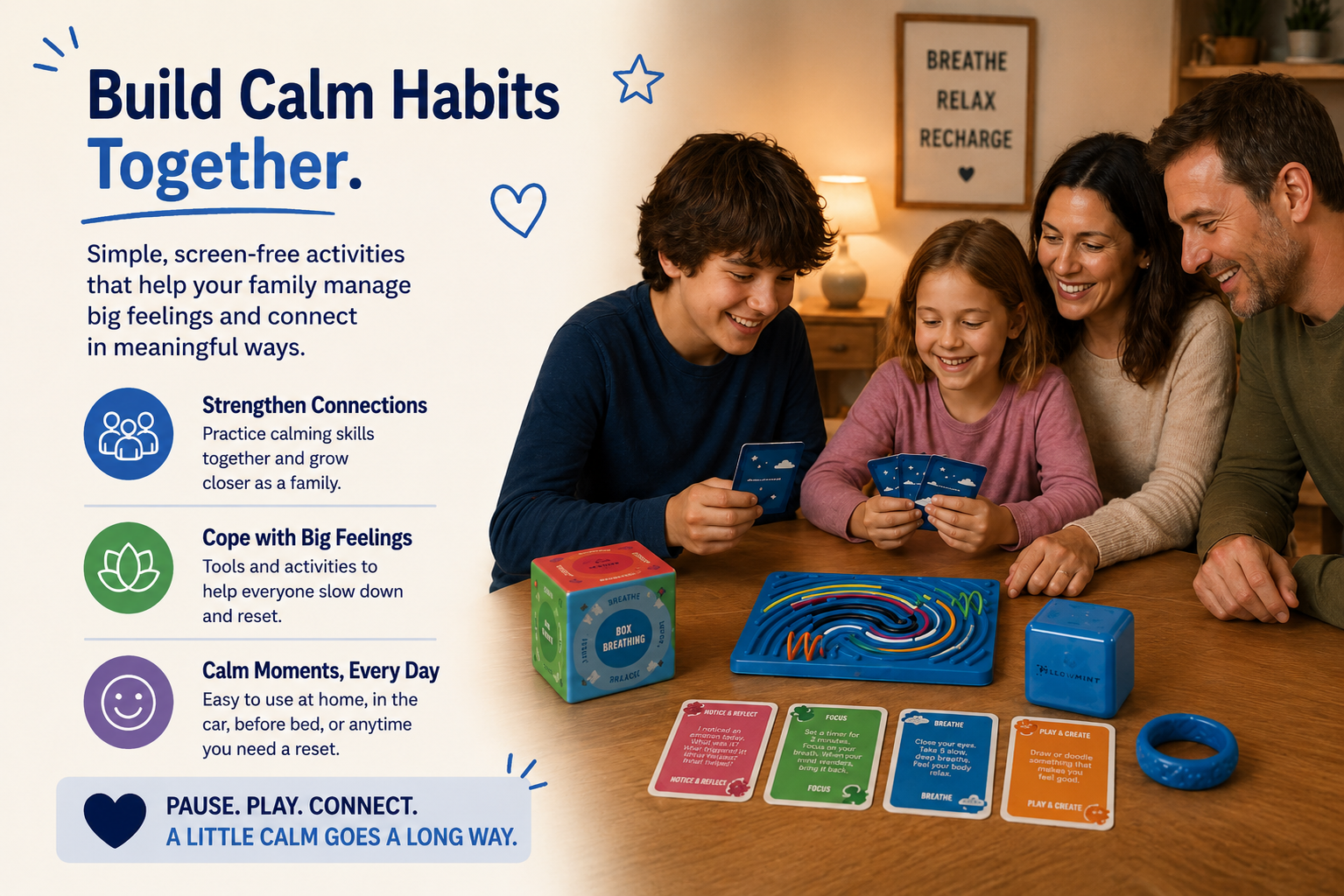 The Calm Kit by Pillowmint – Emotional Regulation Activities & Sensory Tools for Kids | Calm Down Corner Kit with 52 Activity Cards for Anxiety Relief, Focus & Self-Regulation
