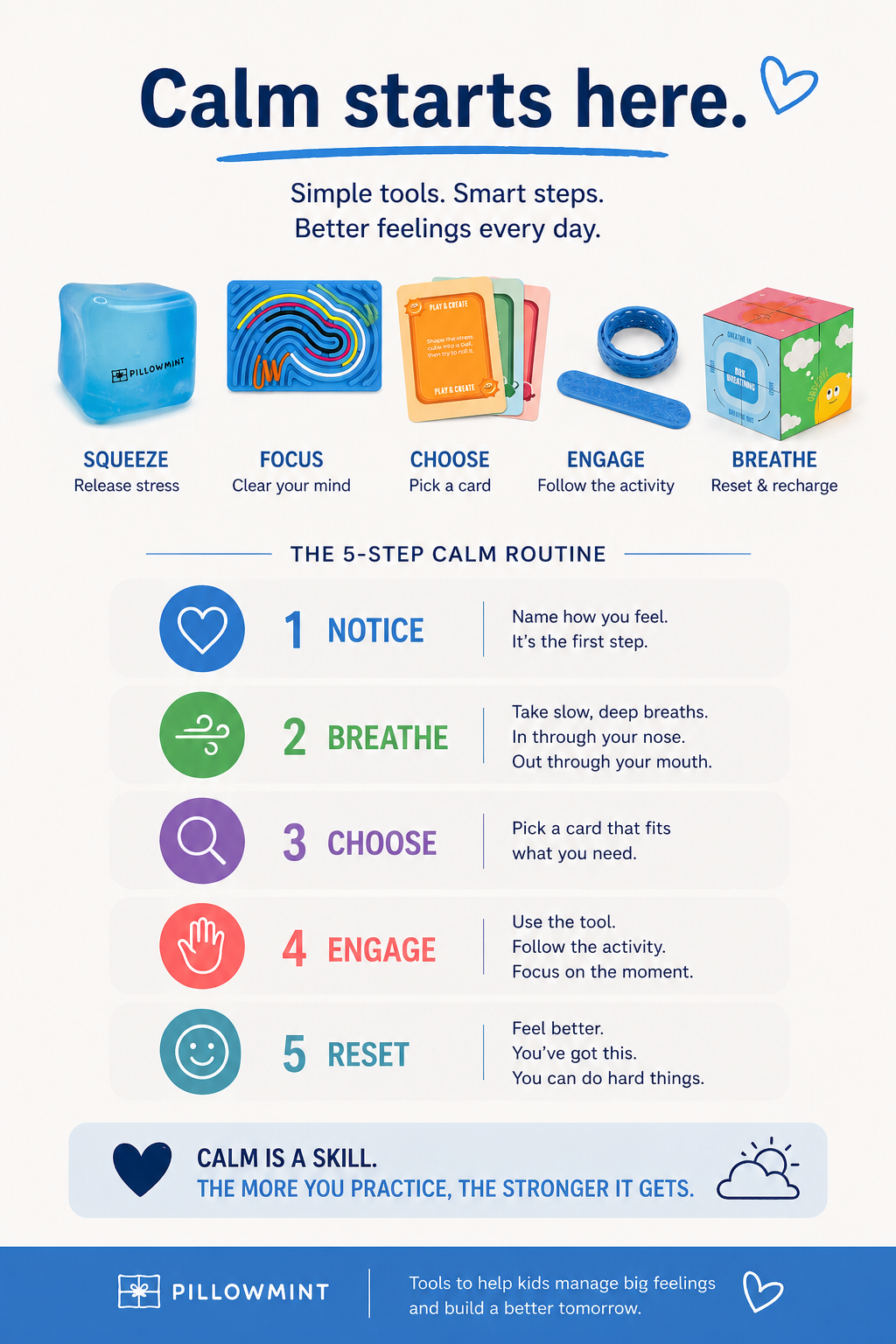 The Calm Kit by Pillowmint — Mindfulness System & Calming Card Game for Stress Relief