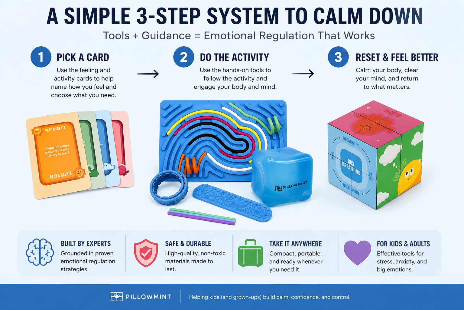 The Calm Kit by Pillowmint — Mindfulness System & Calming Card Game for Stress Relief